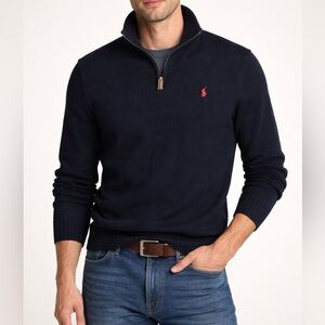 Polo Ralph Lauren Men’s Quarter Zip Sweater Navy Blue Size L